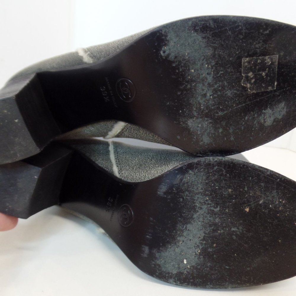 Classy Chanel Ankle Leather Booties/Shooties Shearling Lined Made in Italy 39.5 - Picture 3 of 15